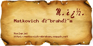 Matkovich Ábrahám névjegykártya
